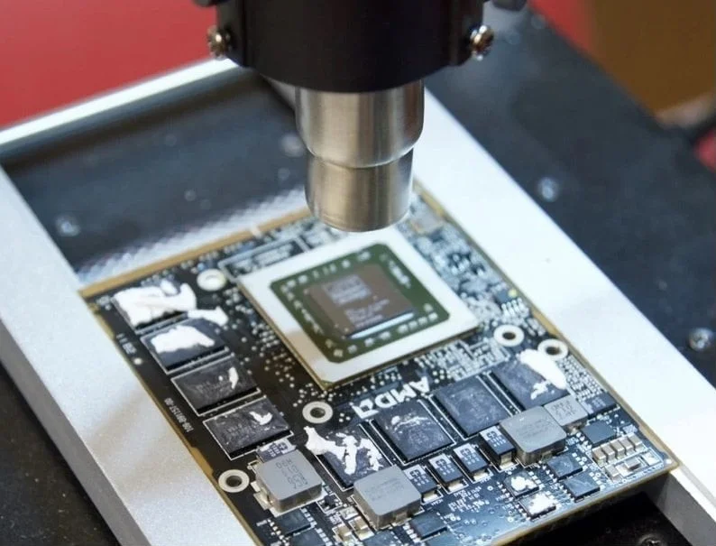 A GPU being repaired